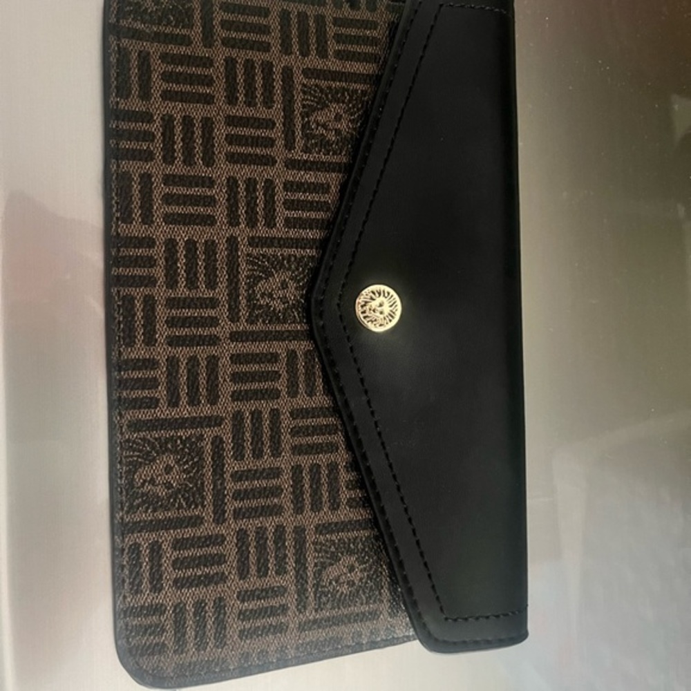ANNE KLEIN Make Up Case Pouch Faux Leather Travel